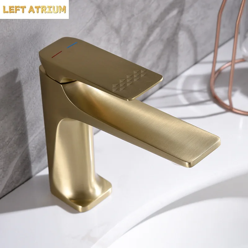 Solid brass basin tap in gunmetal grey; cream-style bathroom tap for home use with hot and cold water; light luxury design