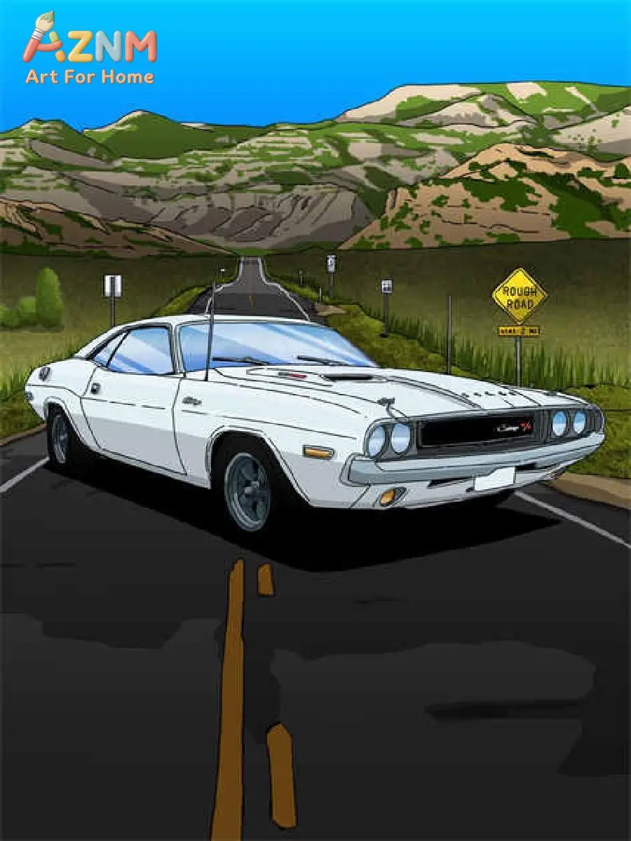 

Винтажный холст с изображением Dodge Challenger RT от AZNM, печать без рамки, постер с американским мускулистым спорткаром для гаража и мужской комнаты