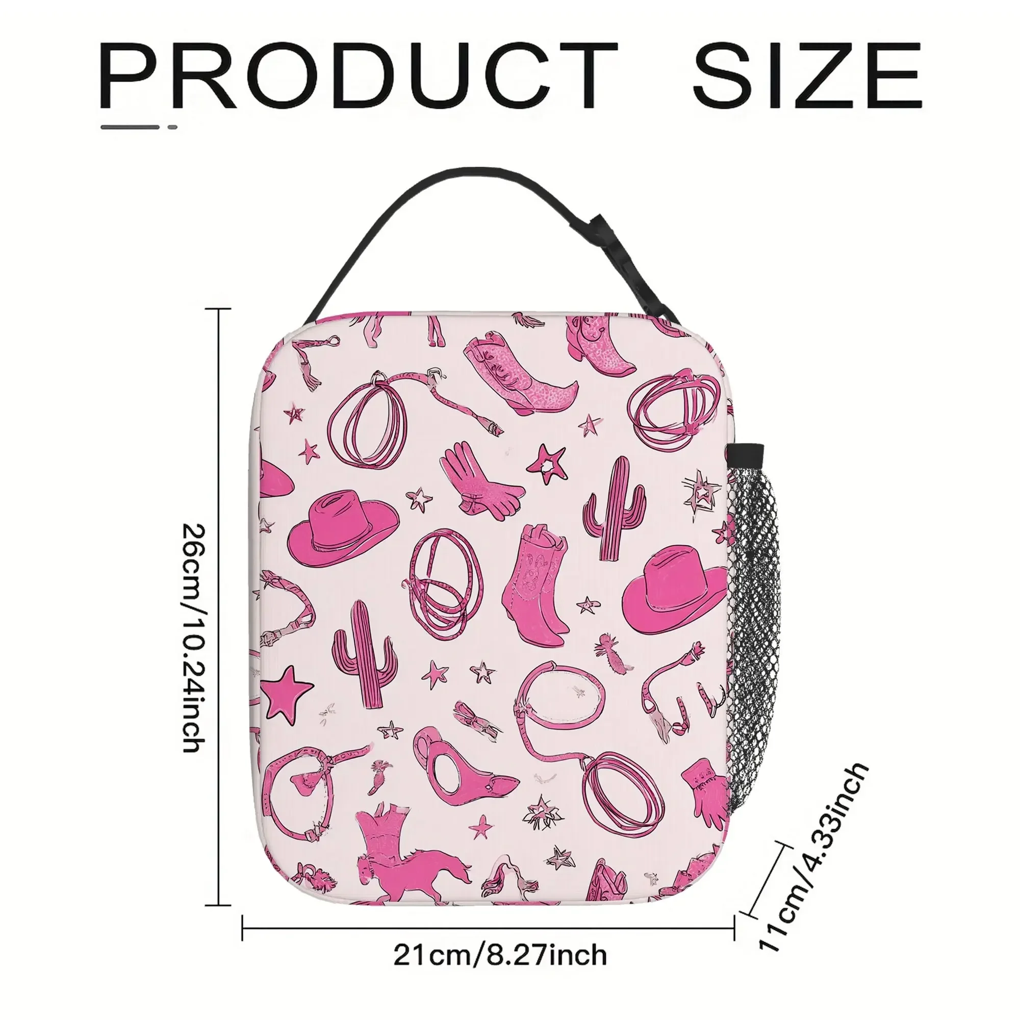 1pc Pink Cowboy-Themed Artwork. A Printed Thermal Bag That Is Insulated And Designed for Non-Food Contact, Ideal for Home, Resta
