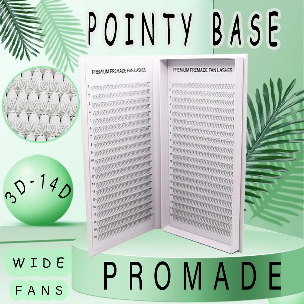 40Row 2D 3D 1600 Fans Pre Made XXL Tray 0.07 0.10 Promade  Russian Volume Sharp Base  False Eyelash Extension For Beauty Makeup