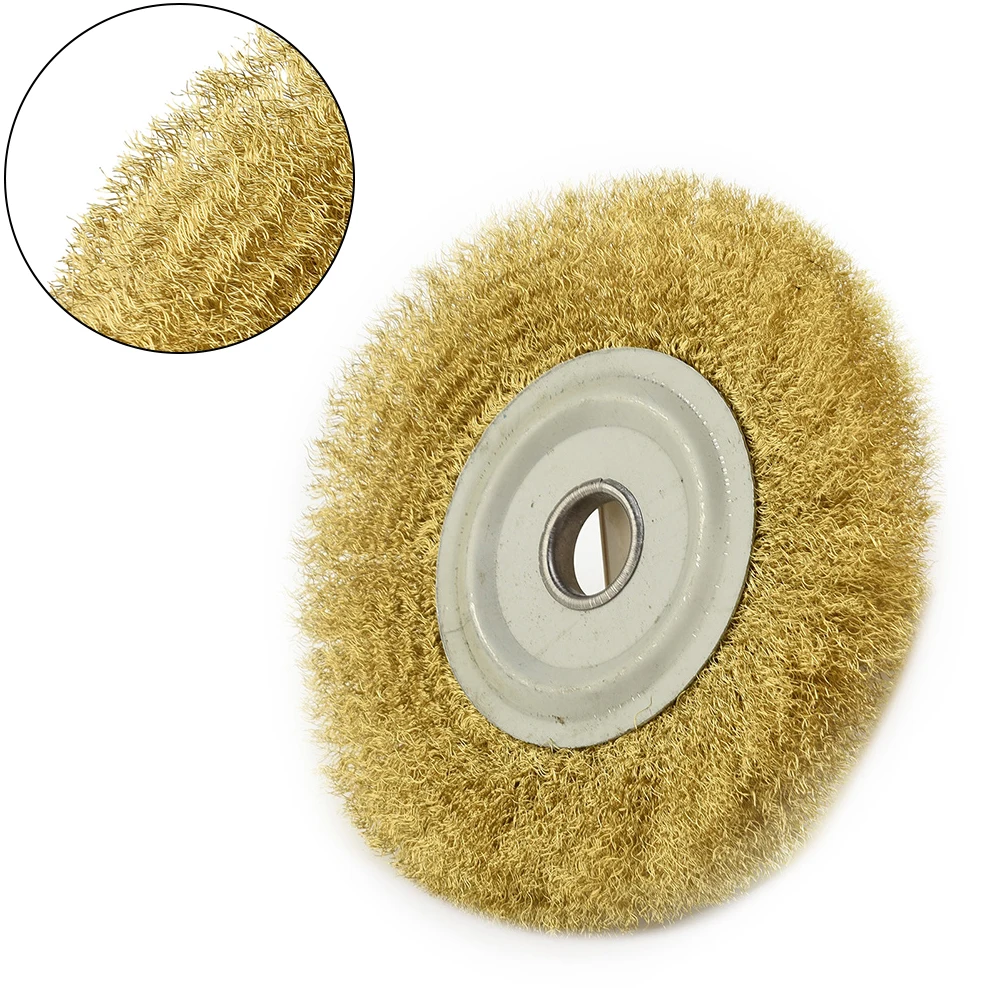5 Inch Copper Wire Wheel Pure Brass Brush For Bench Grinder Metal Polishing For Deburring For Adhesion Replacement Accessory