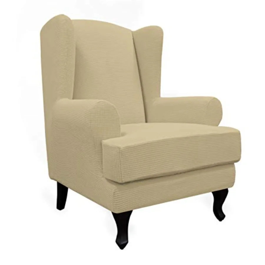 

Stretch Wingback Chair Sofa Slipcover 2-Piece Sofa Cover Furniture Protector Couch Soft with Elastic Bottom Spandex Jacquard Fa