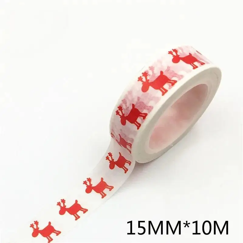 8Rolls Christmas DIY Washi Tape 15mm*10M Snow Deer Christmas Tree Decorative Crafts Journaling Scrapbooking Wrapping Card Making