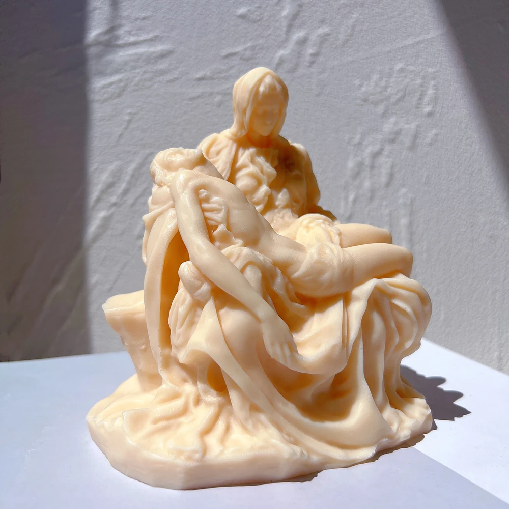 Italian Pieta Statue Candle Mold Bust Silicone Molds Greek Art Man Sculpture Wax Tool Tabletop Ornament