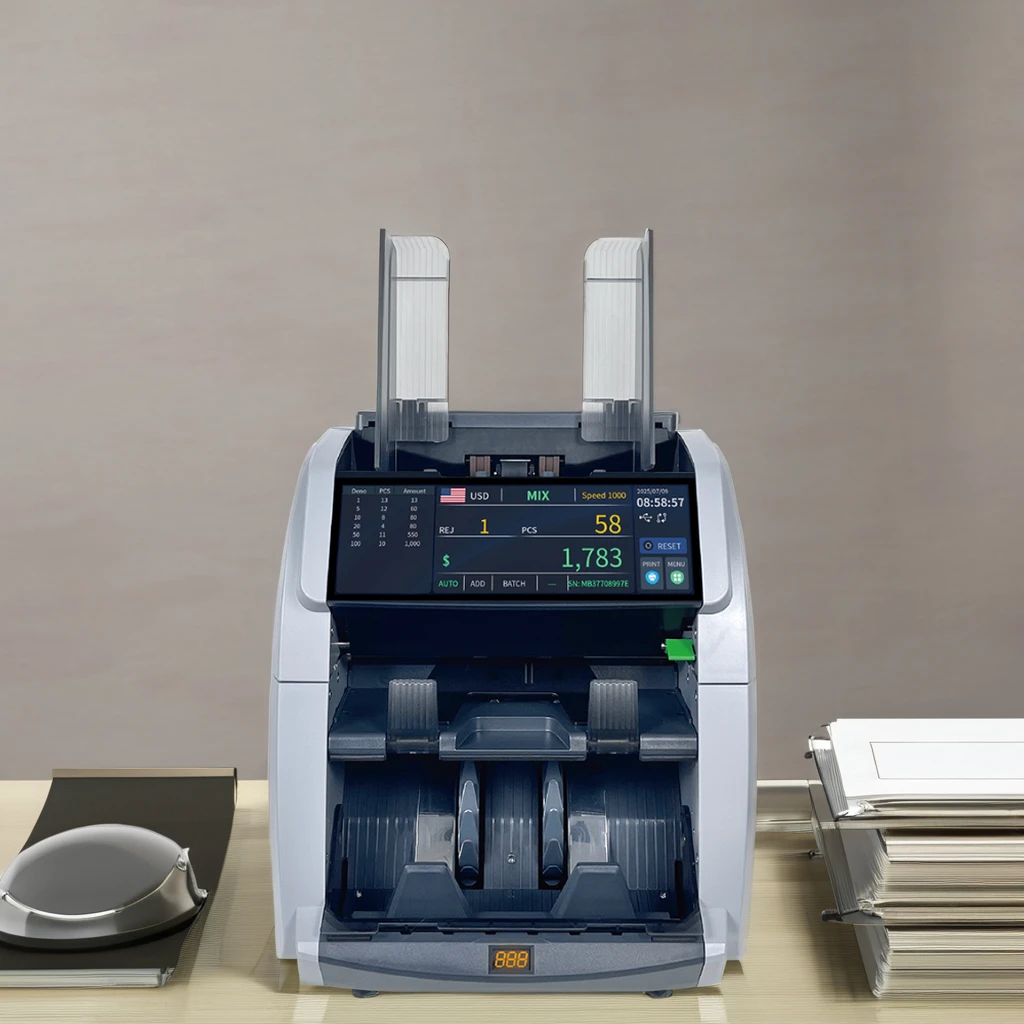 Full Display Heavy Duty Money Sorter Two Pockets Computer Connect Bank Counter High Value Bill Counter Money