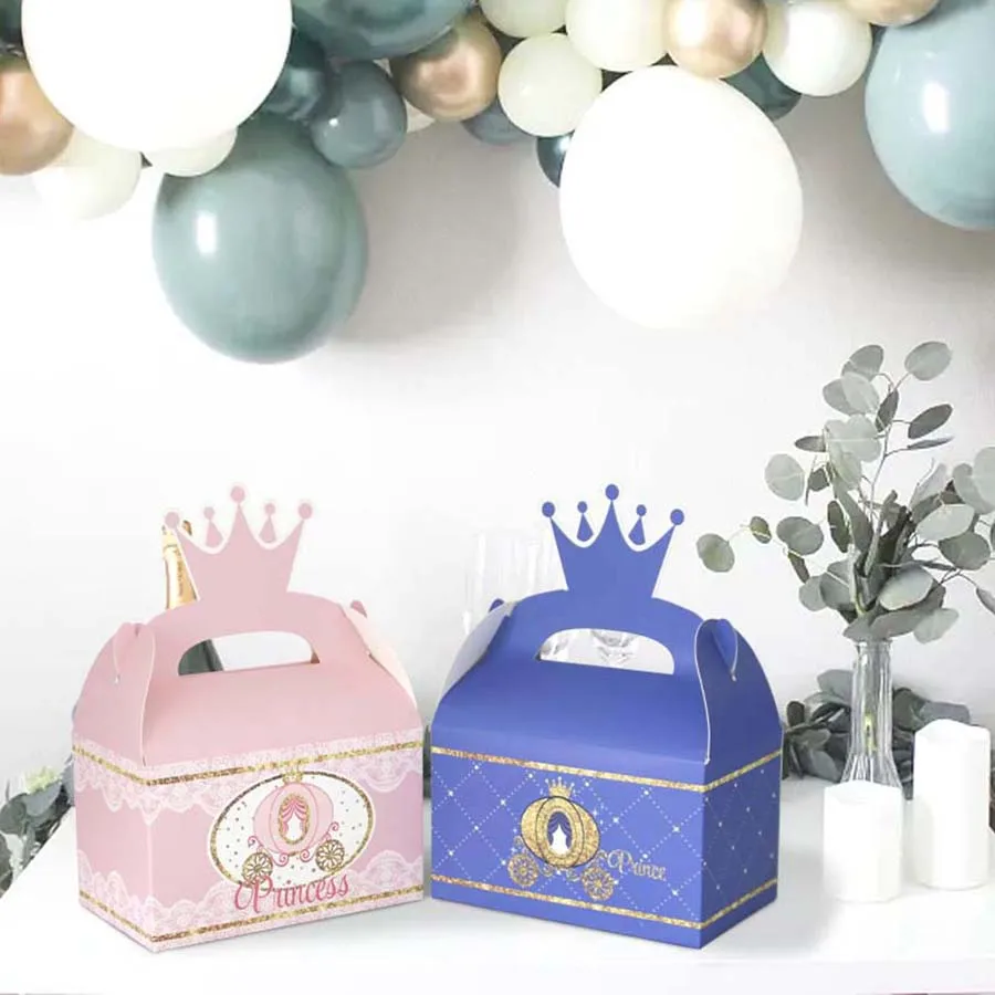 12PCS Princess Prince Birthday Theme Party Gift Candy Cake Handheld Box view 4