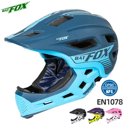 BATFOX MTB cara completa para niños casco desmontable niño ciclismo todoterreno deporte al aire libre rodilleras conjunto cuatro estaciones casco Universal