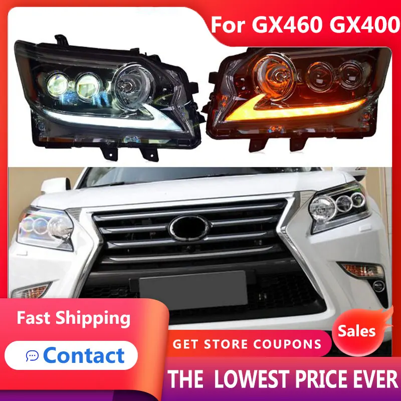 

2pcs car bumper head light Lexuz GX460 GX400 headlamp 2014~2019y LED DRL car accessories GX460 GX400 fog lamp