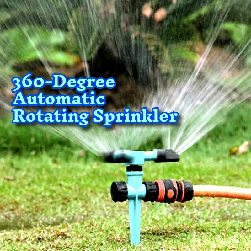 360-Degree Automatic Rotating Garden/ Lawn Sprinkler for Yard Three-Fork Sprinkler Head Adjustable Lrrigation Rotary Sprinkler