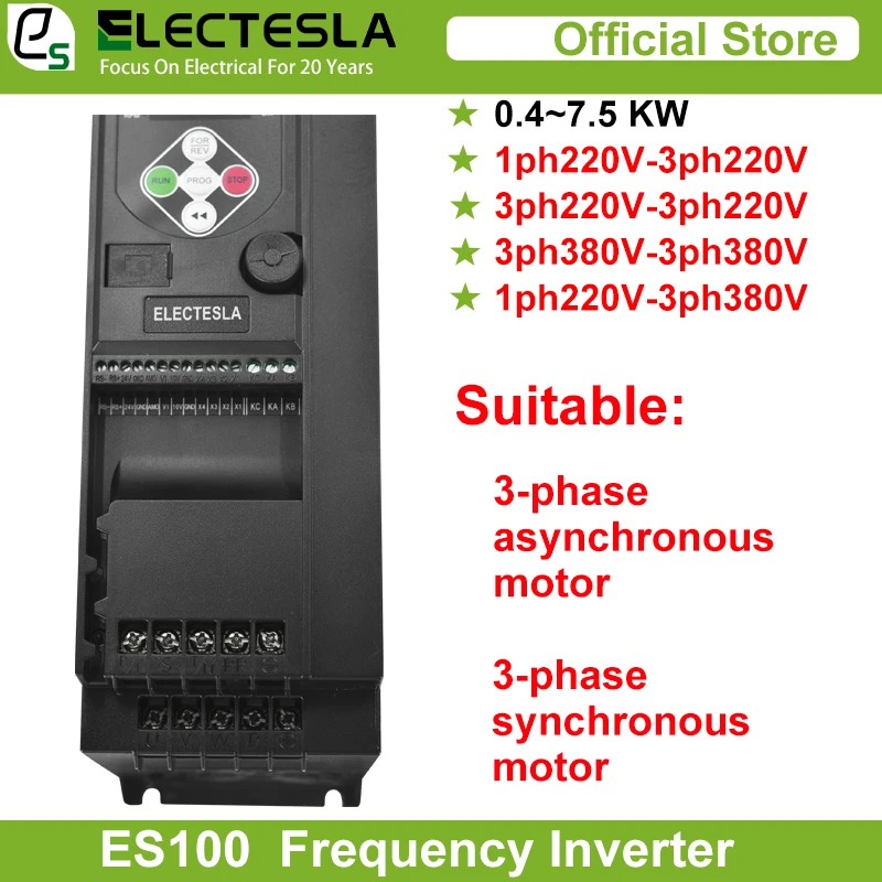 

Variable Frequency Drive Converter Inverter 220V to 380V VFD Motor Speed Controller 0.4KW-7.5KW for Industrial Use