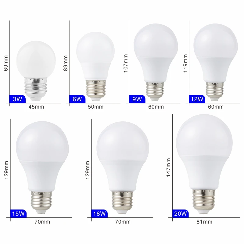 Imagem -03 - Lâmpadas Led 3w 6w 9w 12w 15w 18w 20w Lampada Lâmpada Led ac 220v240v Bombilla Spotlight Frio Branco Quente 10 Peças Lote E27 E14