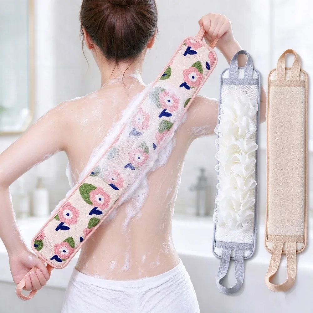 2 in 1 Long Back Scrubber Bath Towel Shower Back Scrubber Bath Sponge Body Exfoliating Bath Tool