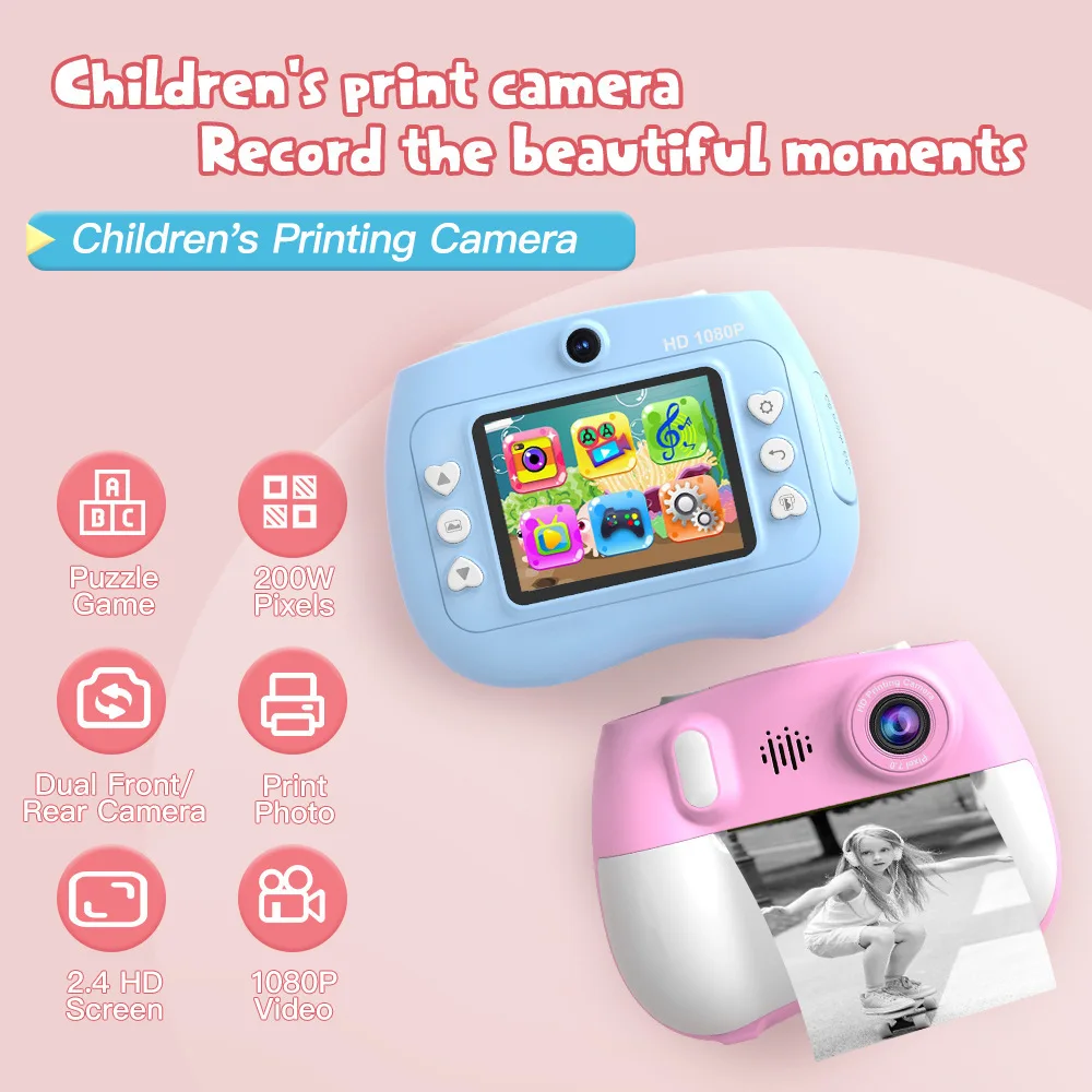 

Многофункциональная фиолетовая детская камера Polaroid может взять с собой селфи печатать небольшую портативную камеру