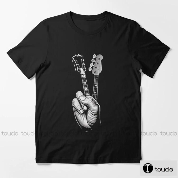 Camiseta de guitarra de bajo para hombre, camisa de manga corta con cuello redondo, a la moda, de verano, novedad