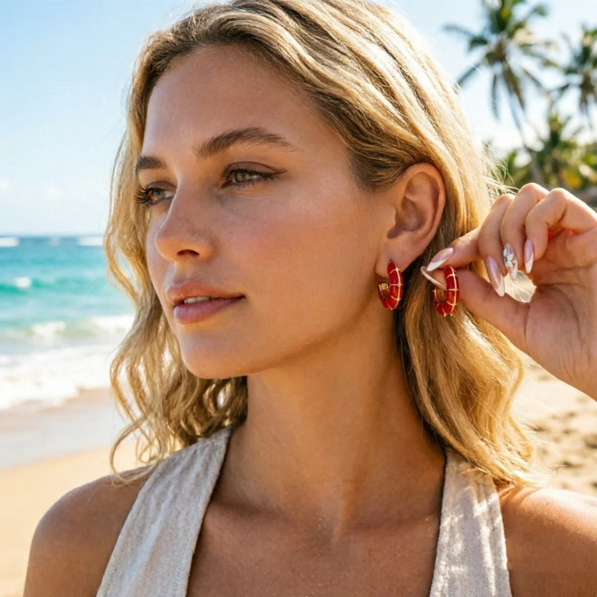 Minimalistische bunte Emaille-Streifen-Ohrstecker für Damen und Herren, trendige geometrische runde Creolen, Alltags- und Partyschmuck – Detail 17