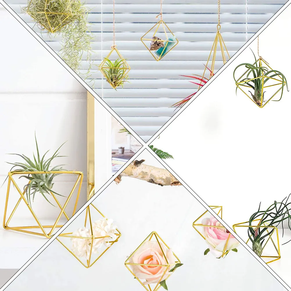 5pcs Air Plant Holder Geometric Planter Rustic Hanging Decor Accessories Fern Display Stand Small Bulb Lamp Shade
