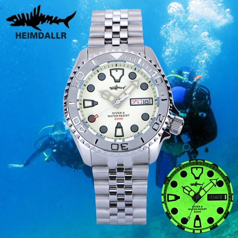 Heimdallr Sharkey SKX007 Diver Watch C3 Luminous Sapphire Crystal Full Surface 20bar Waterproof NH36 Automatic Mechanical Watch