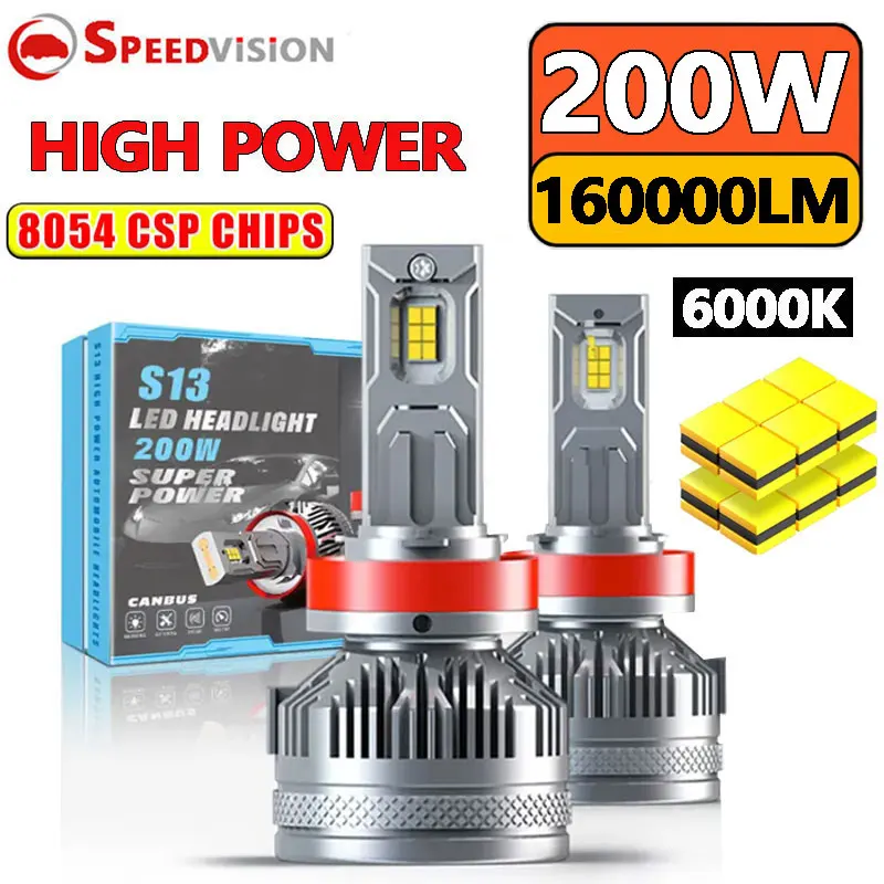 

200W 160000LM H7 Led Canbus Car Headlight Bulb H4 Turbo Led Lamp H9 H11 HB3 9005 HB4 9006 H1 9012 HIR2 LED 6000K 12V Fog Light