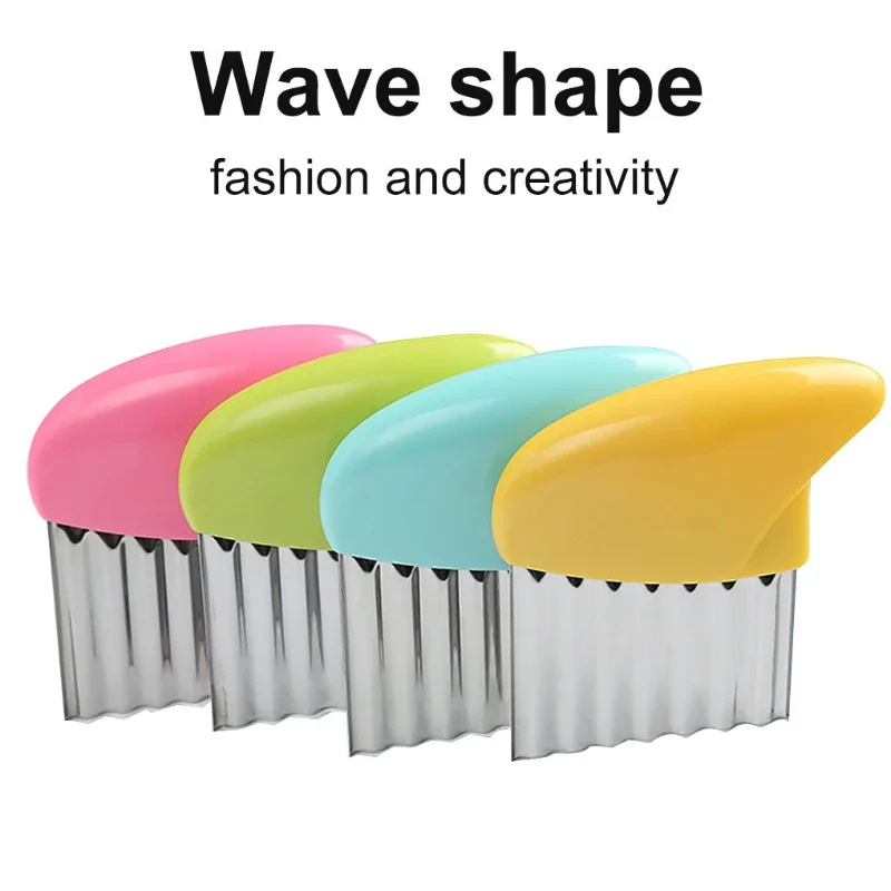 Potato Cutter Chips French Fry Maker Stainless Steel Wavy Knife French Fries Chopper Potato Knife Chopper Crinkle Wavy Slicer