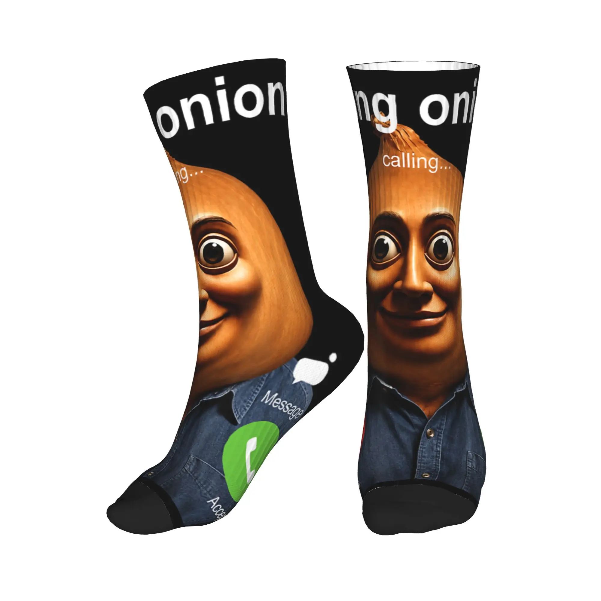 Tung Onion is Calling Brainrot Meme Socks  Fashion Stockings Men Comfortable Outdoor Sports Socks Autumn Graphic Non Skid Socks