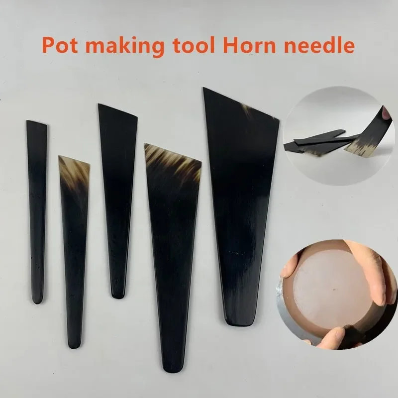 Natural Raw Materials Handmade Horn Scraper DIY Purple Clay Pot Making Tools Ceramic Polishing Trim Horn Needle Pottery Tools