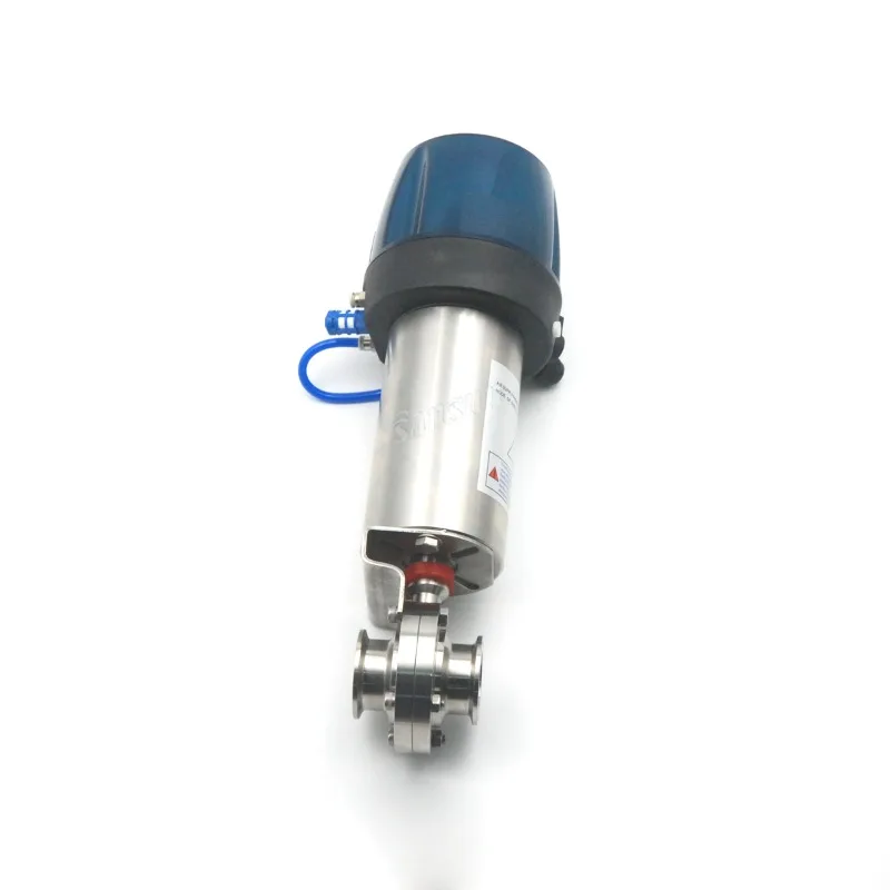 Sanitary Stainless Steel 2 Electric Actuator Pneumatic Actuator Butterfly Valve with C-TOP Solenoid Valve