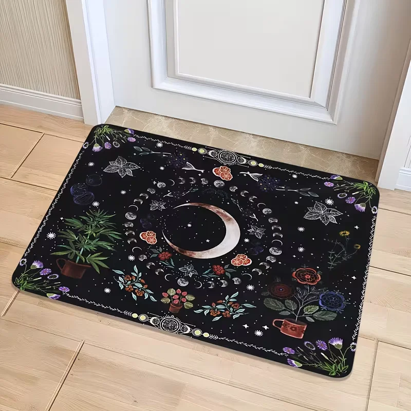 Dark Background Purple Vintage Floral Doormat Retro Flower Print Soft Entrance Rug Indoor Outdoor Luxury Home Decor Carpet