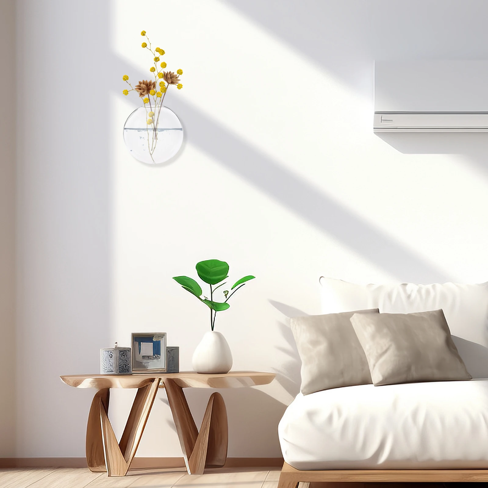 

2Pcs Wall Mounted Glass Hydroponic Planter Vase Clear Hanging Terrarium Glass Plant Holder Decorative Indoor Wall Flower Pot