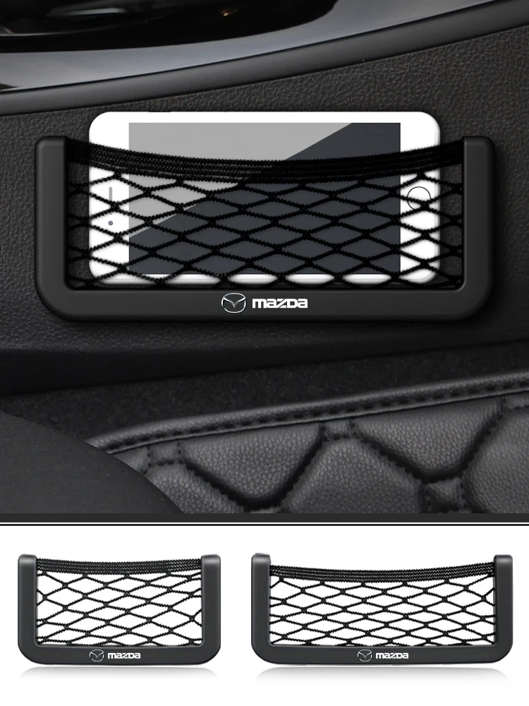 1/2 pièces filet de voiture sac support pour téléphone filet de rangement boîte organisateur de poche pour Mazda 3 5 6 CX-3 CX-4 CX-5 CX-7 CX-9 Axela 6 RX8 7 MX3 MX5