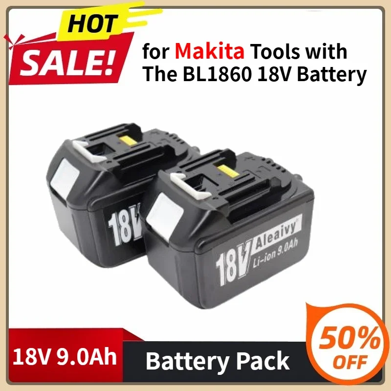 

Литиевая батарея 18 В, 9,0 Ач, аккумуляторная батарея 18650 для инструментов Makita с обновлением батареи BL1860, 18 В, дополнительное зарядное устройство