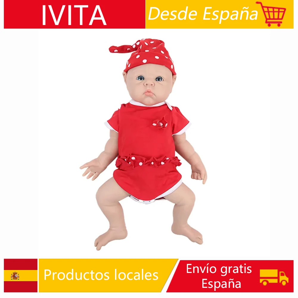 IVITA Versand aus Spanien: 100% Vollsilikon Reborn-Babypuppen, Lebensecht Bemalte Realistische Neugeborenen-Babypuppen Spielzeug – Detail 8