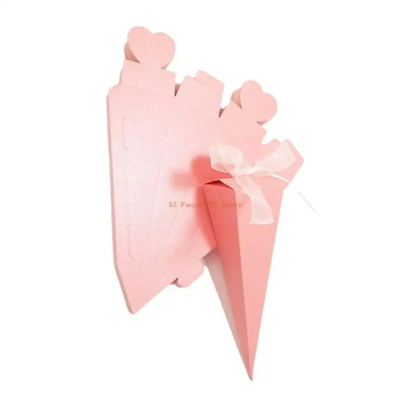 96GC 50X Hộp quà cưới Hộp đựng bánh quy xử lý hộp cho món quà tặng cho bữa tiệc Nguồn cung cấp trái tim Hình dạng hình kim tự