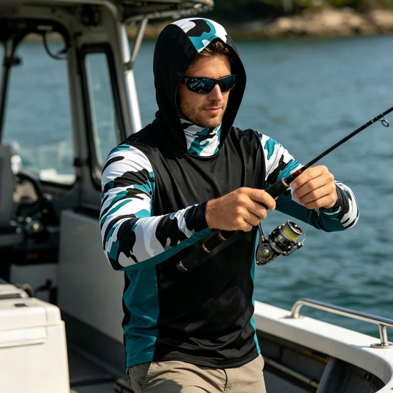 

2026 Sports Fishing Shirts Men Long Sleeve Mask Hooded Quick-drying Fishing Jerseys Clothes