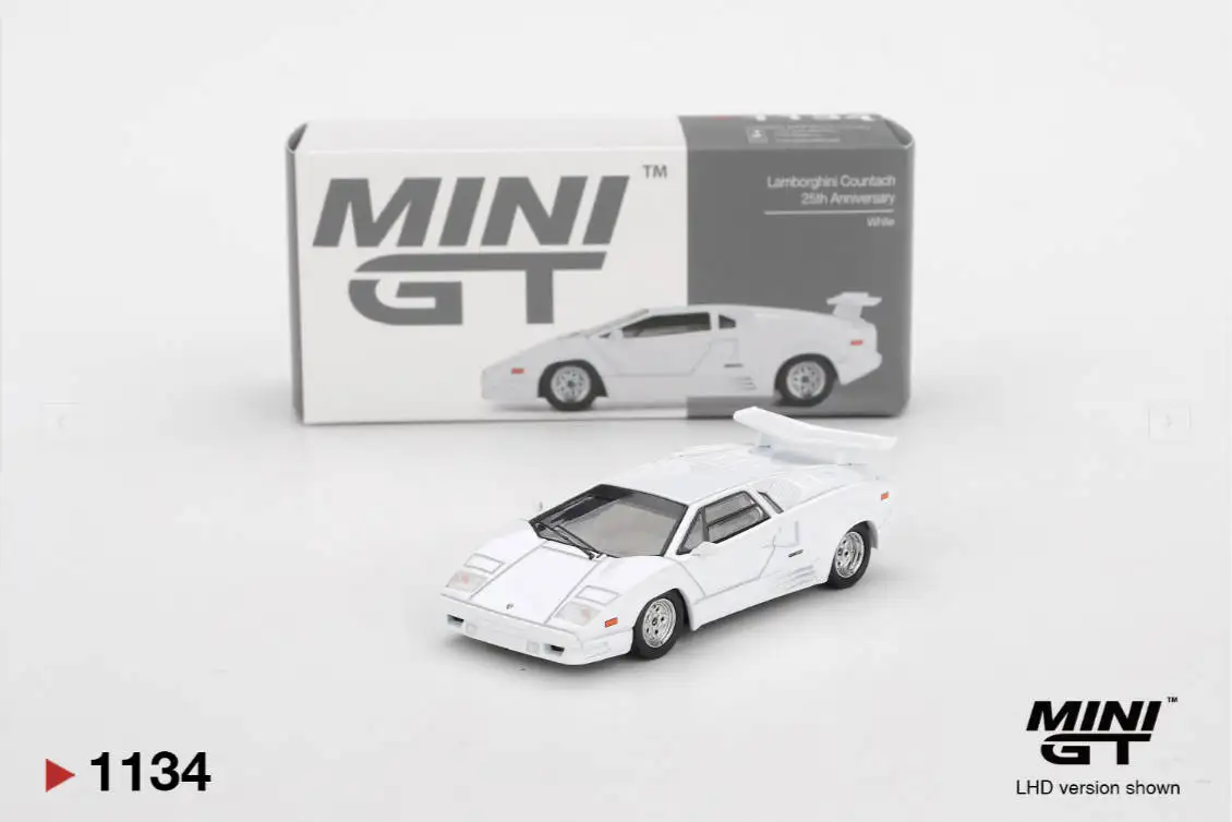 MINIGT 1134 1:64 Lamborghini Countach 25th Anniversary White Diecast Car Model In Stock Ready To Ship
