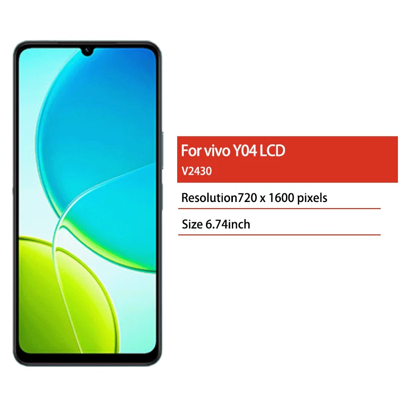 Wysokiej jakości wyświetlacz Y04 o przekątnej 6,74 cala do VIVO Y04 V2430, ekran dotykowy LCD z digitizerem, zamiennik wyświetlacza LCD do Vivo Y19e. — zdjęcie produktu 2
