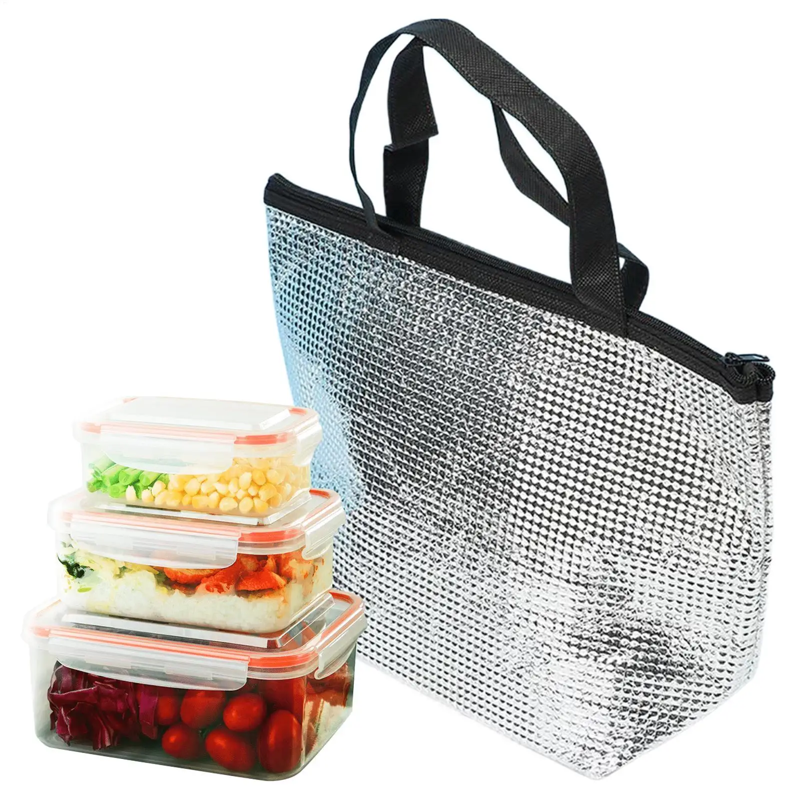Thermal Insulated Food Bag Leakproof Cooler Tote for Hot/Cold Meals, Reusable Waterproof Lunch Carrier for Work Travel Picnic