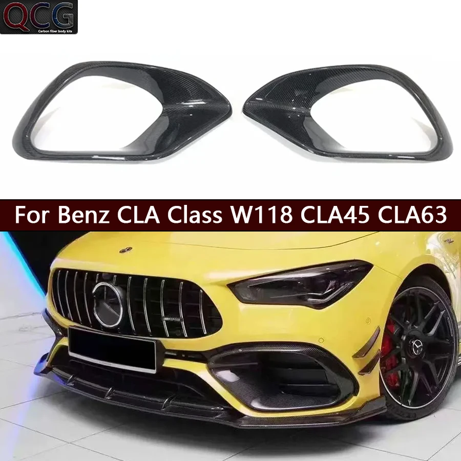 

For Mercedes Benz CLA Class W118 CLA45 CLA63 Carbon Fiber Fog lamp frame grill Front Bumper Air Vent Cover Tuyere Car Accessorie