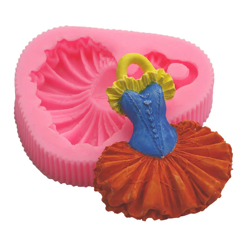 Girl\'s Ballet Dancing Skirt Fondant Silicone Mold Sugar Craft Gumpaste Chocolate Mould Cupcake Baking Decorating Cake Tools