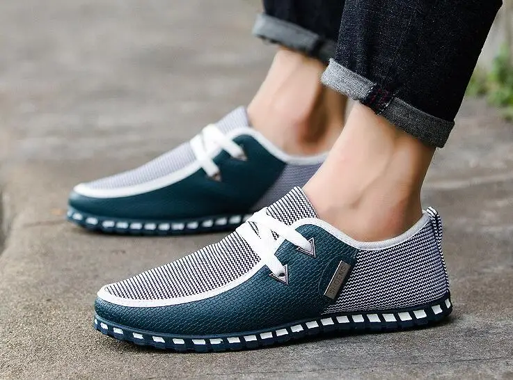 Fashion Men\'s Shoes Shallow Mouth Flat Sole Canvas Casual Versatile Trendy Driving Shoe Large Size Loafers Driving Shoes