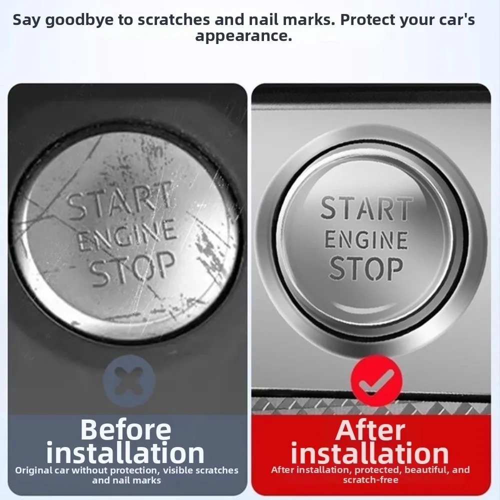 For Ford Kuga MK2 MK5 Edge Taurus Mustang  Galaxy Car One-click Clear Car Ignition Switch Button Protector Start Stop Sticker