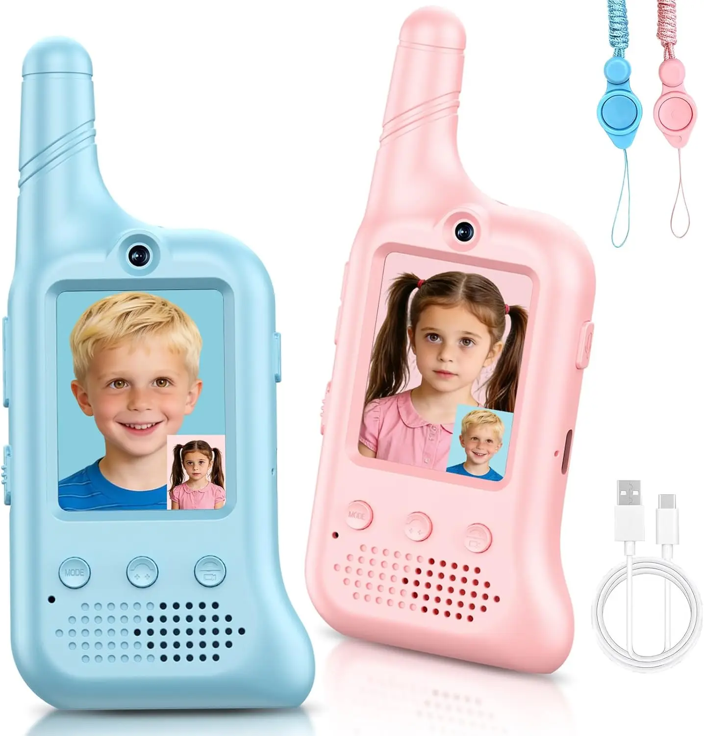 

Rechargeable Walkie Talkies with Voice Changer & Cartoon Avatar, 1000 ft Range for Outdoor Fun and Gifts