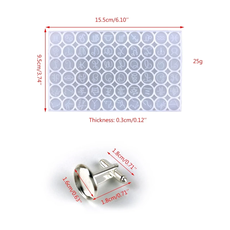 ZB91 Gemelli Polsino Bottone Stampo in silicone Vassoio Costellazione Stampo in resina con pendente rotondo