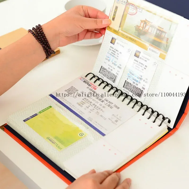Handmade PU Leather DIY Album for Concert Tickets Collection Money Paper Movie Travel Craft Fashion Design