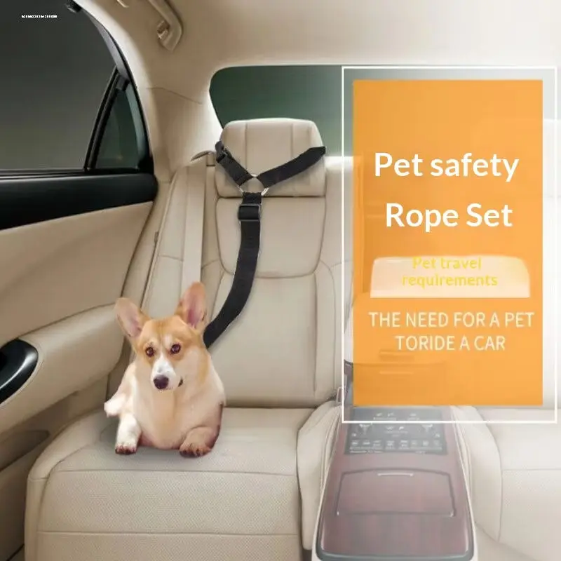 Adjustable Dog Car Harness Seatbelt with Elastic Bungee Buffer 2-in-1 Pet Leash Safety Tether for Vehicle Durable Dog Seat Belt