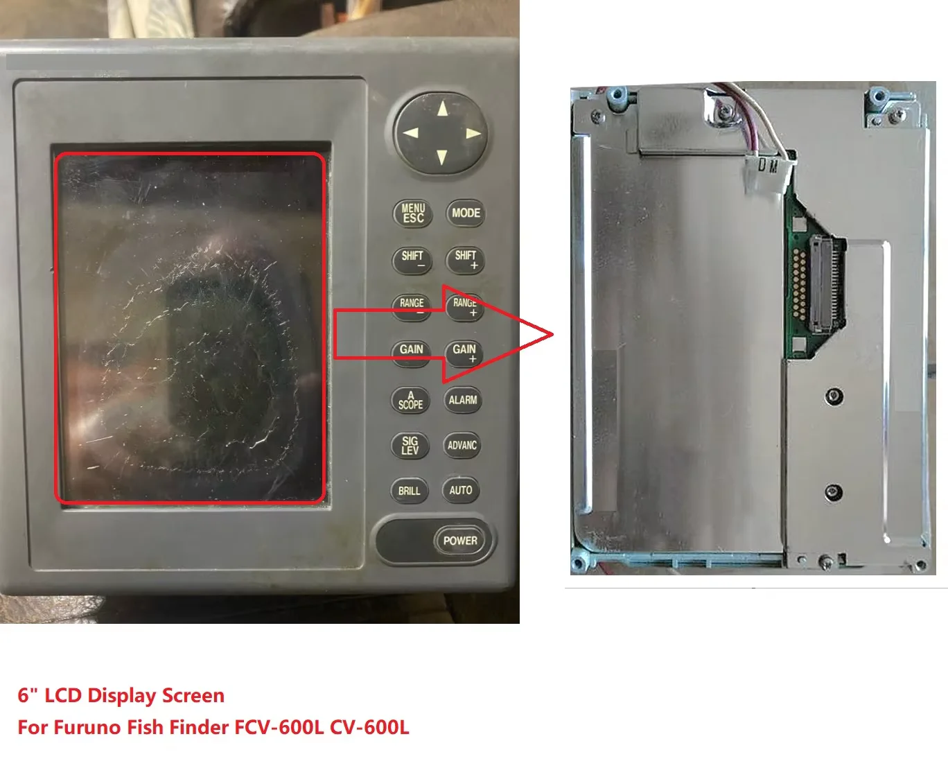 

6" LCD Display Screen For Furuno Fish Finder FCV-600L CV-600L
