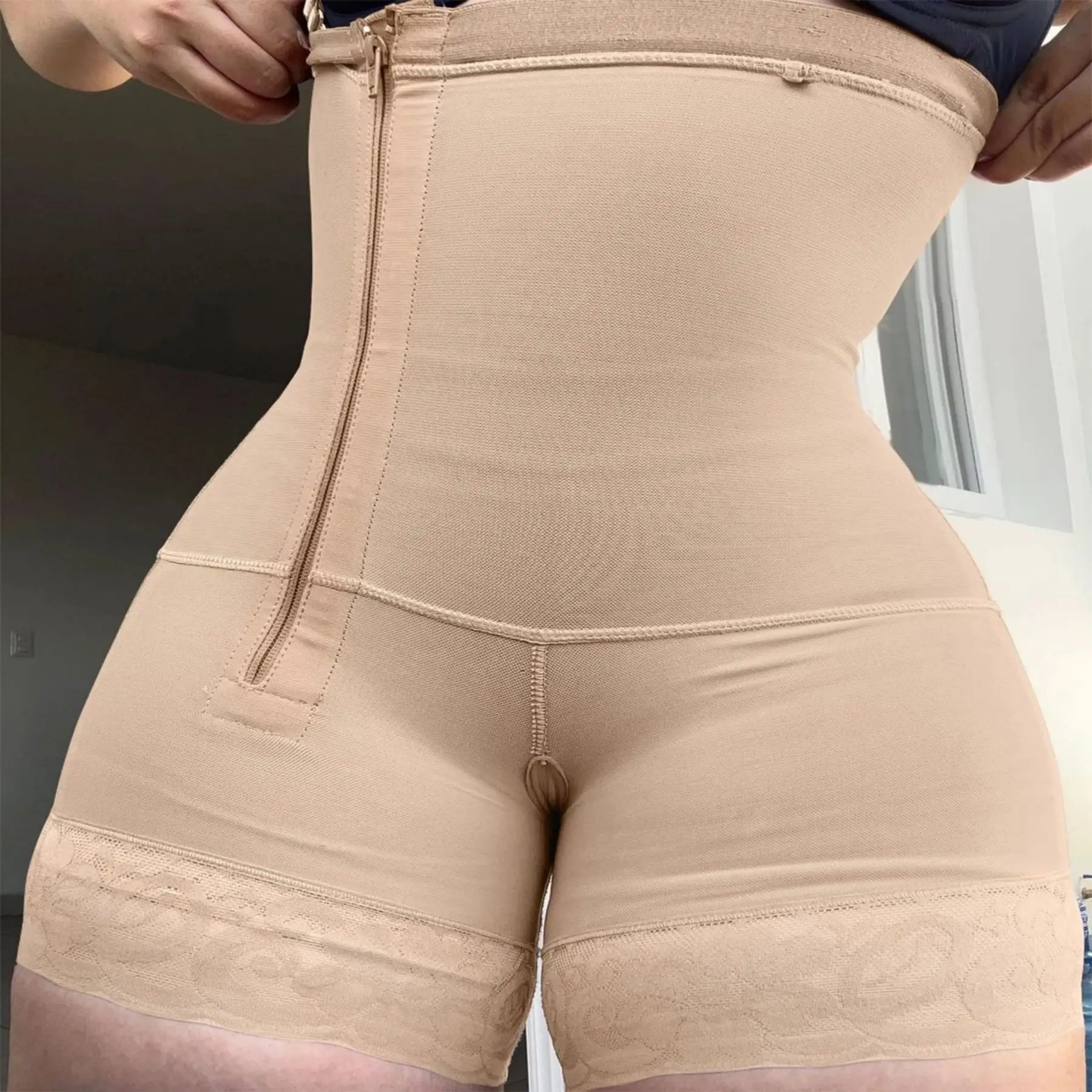 Side Zipper Bodysuit Shapewear High-waisted Belly Lift But Lifter Tummy Control Buttocks Belly Tuck Wear Breathable Body Corset