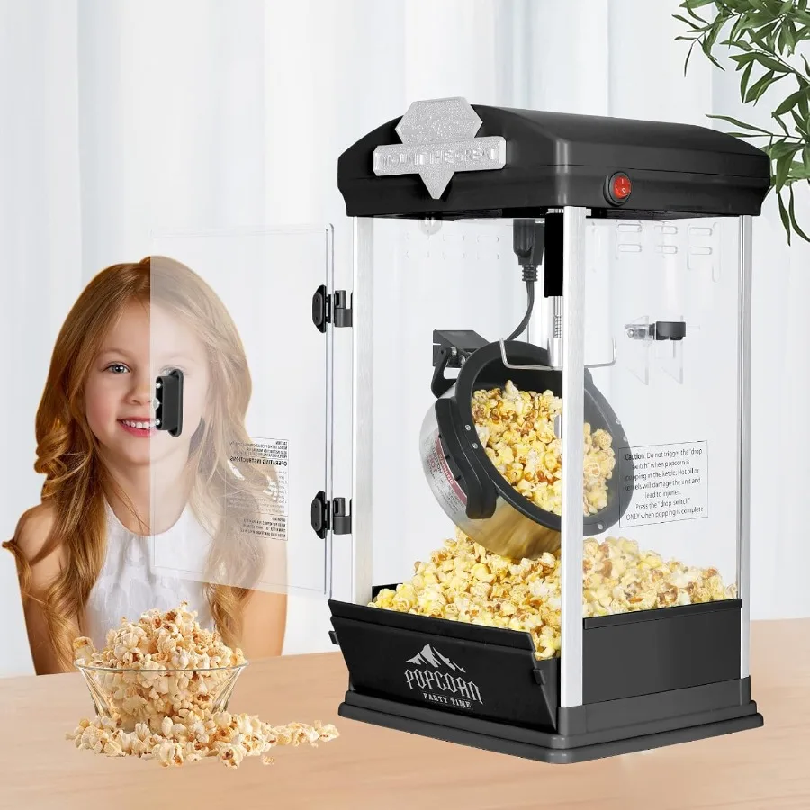 Tabletop Popcorn Machine with StainlessSteel Kettle for Home Family Use 600W Popcorn Maker Produces Up to 32 Cups Ideal for Mov