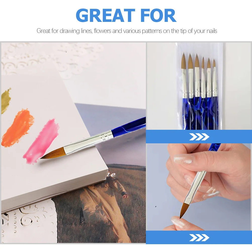 6 قطعة مجموعة أدوات فنية الألومنيوم مجموعة أقلام مانيكير لتقوم بها بنفسك تصميم الأظافر دائم السلس استخدام جيل للأظافر أقلام فرشاة قلم رسم مانيكير