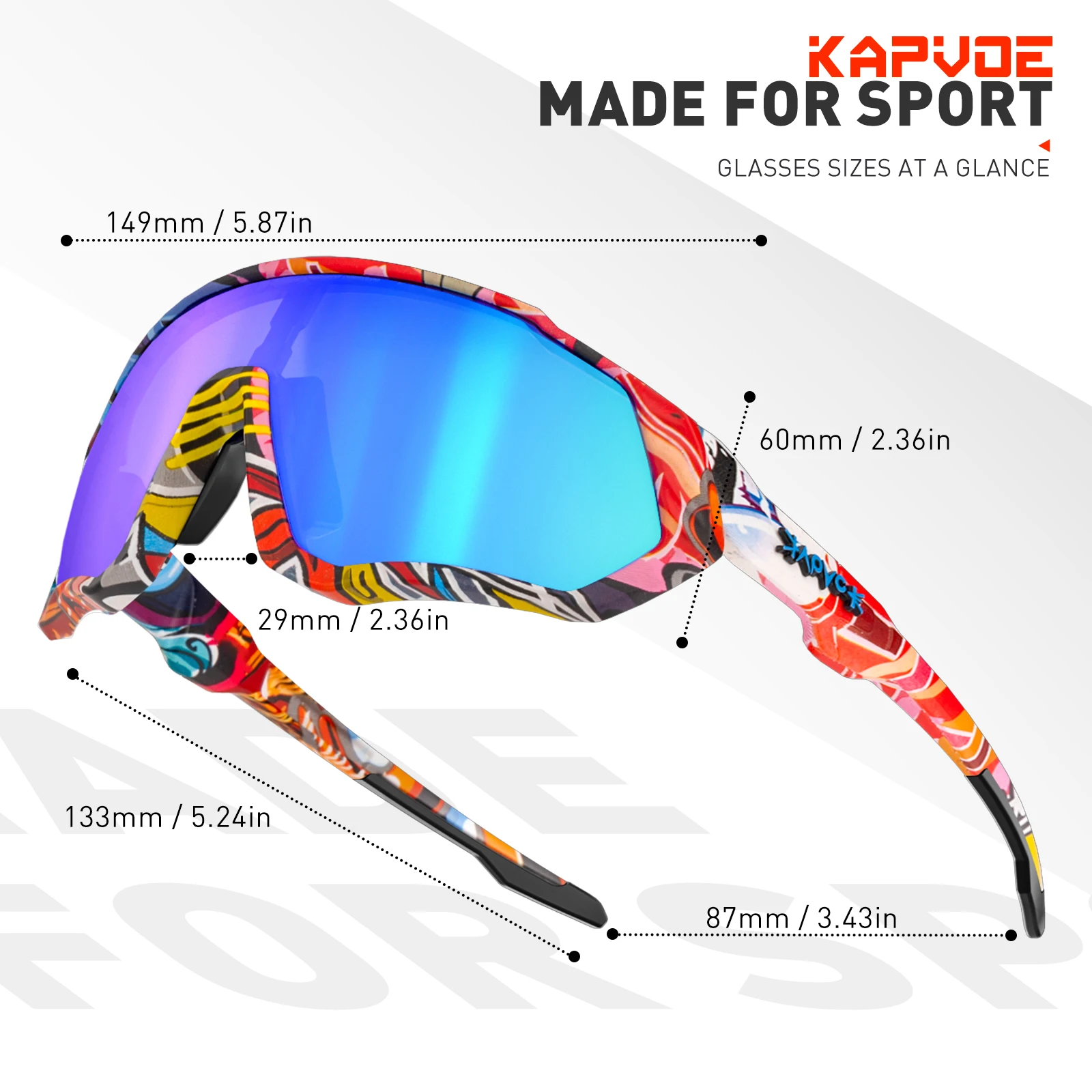 2024 Kapvoe Skiing Eyewear Man Polarized MTB Outdoor Bicycle Sunglasses Woman UV400 Cycling Glasses Sports Sunglasses Eyepieces