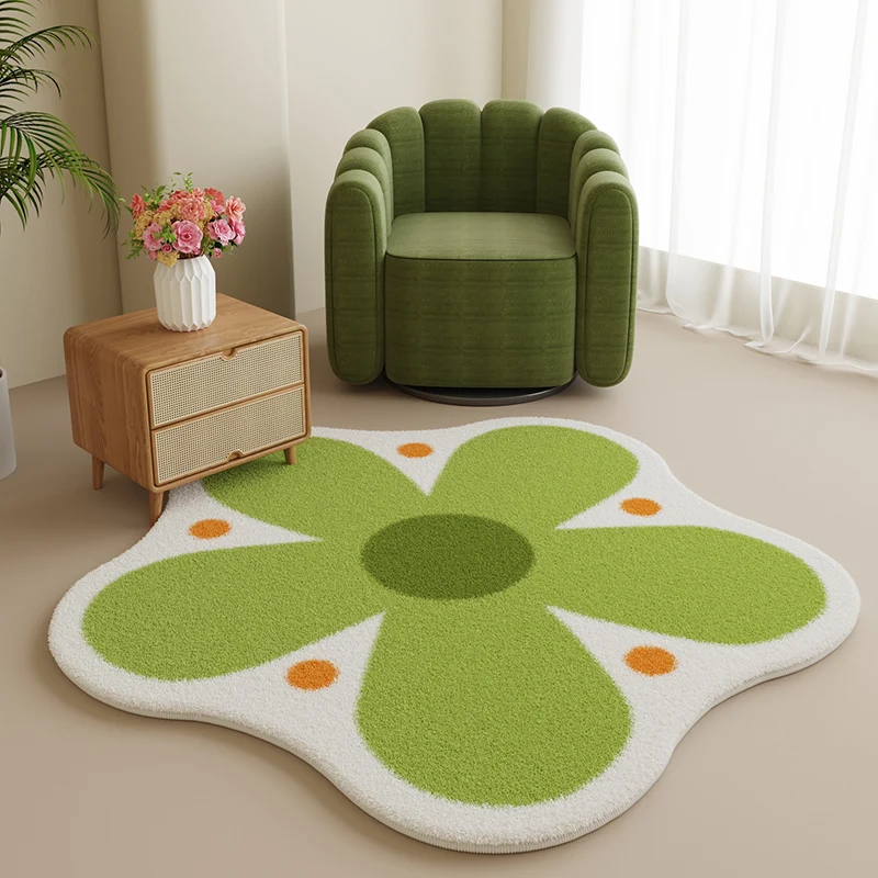 Modern Style Living Room Decoration Carpet Flower Shape Rugs for Bedroom Fluffy Soft Plush Bedside Rug Washable Lounge Floor Mat